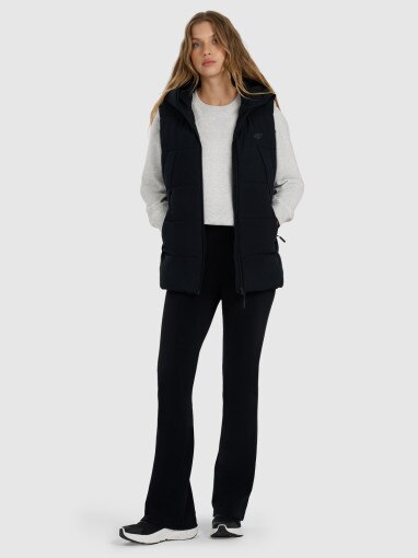 Damski bezrękawnik puchowy pikowany 4F 4FRAW25TVJAF327 - czarny