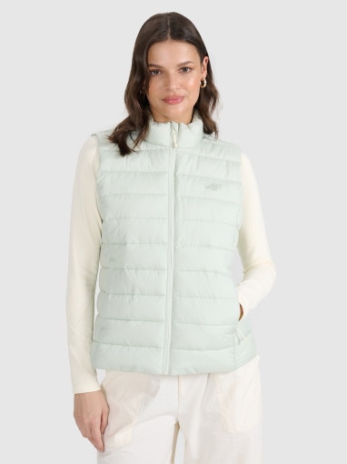  4F Damski bezrękawnik puchowy pikowany 4F 4FWAW25TVJAF218  zielony Zielony