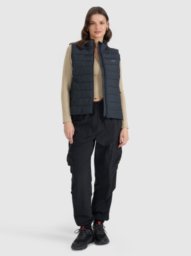 Damski bezrękawnik puchowy pikowany 4F 4FWAW25TVJAF218 - czarny