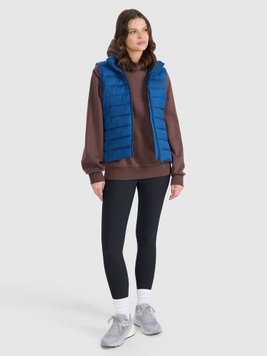 Damski bezrękawnik puchowy pikowany 4F 4FWAW25TVJAF218 - niebieski