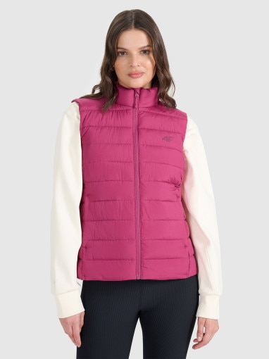  4F Damski bezrękawnik puchowy pikowany 4F 4FWAW25TVJAF218  różowy Różowy