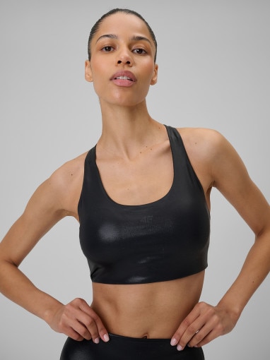  4F Damski biustonosz do jogi 4F 4FRSS26USBAF264  czarny Czarny