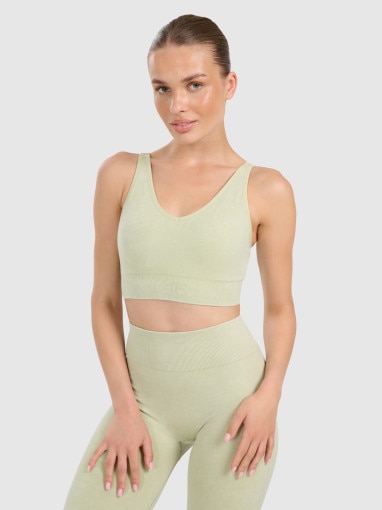  4F Damski biustonosz do jogi i pilatesu 4F 4FWAW25USBAF210  zielony Zielony