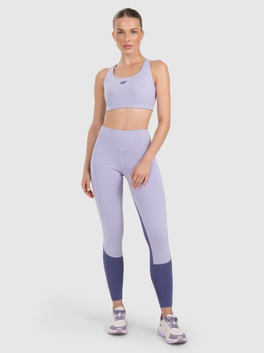 Damski biustonosz treningowy 4F 4FWAW25USBAF174 - niebieski