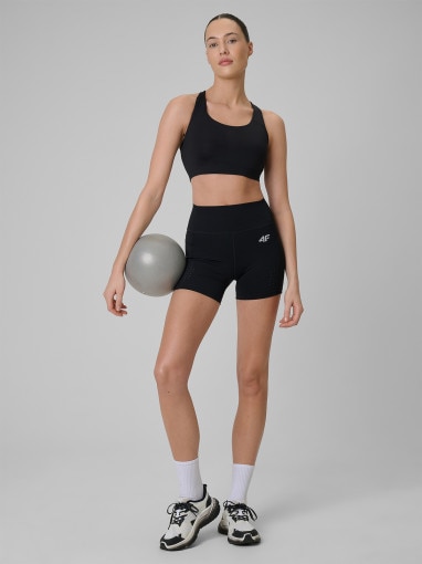 Damski biustonosz treningowy 4F 4FWSS26USBAF222 - czarny