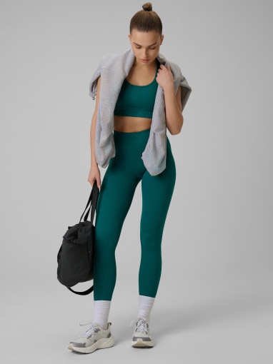 Damski biustonosz treningowy 4F 4FWSS26USBAF242 - turkusowy