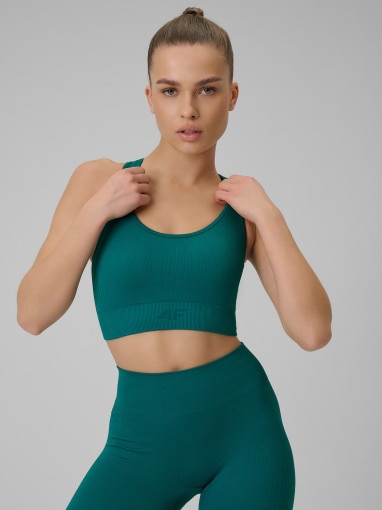  4F Damski biustonosz treningowy 4F 4FWSS26USBAF242  turkusowy Turkusowy