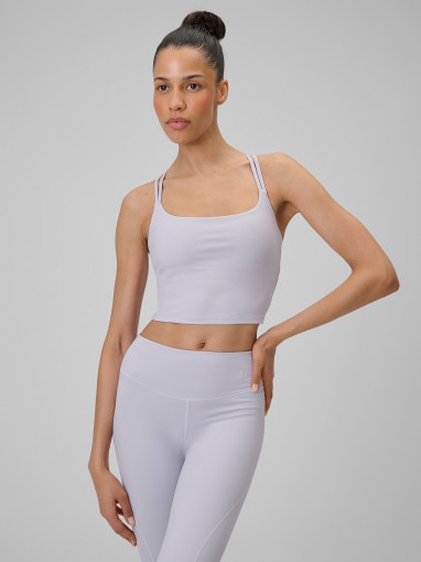 Damski crop-top do jogi 4F 4FWSS26TFSLF0745 - fioletowy