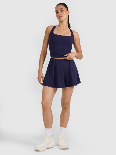 Damski crop top tenisowy 4F 4FRAW25TFSLF091 - granatowy