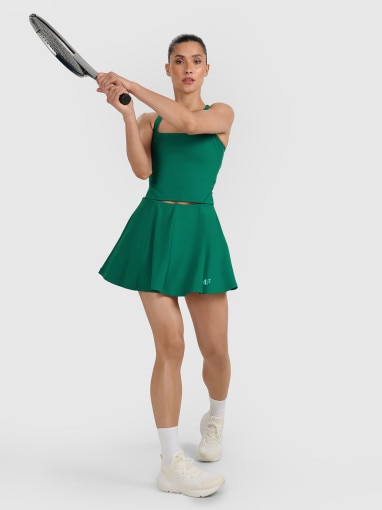 Damski crop top tenisowy 4F 4FRAW25TFSLF091 - zielony