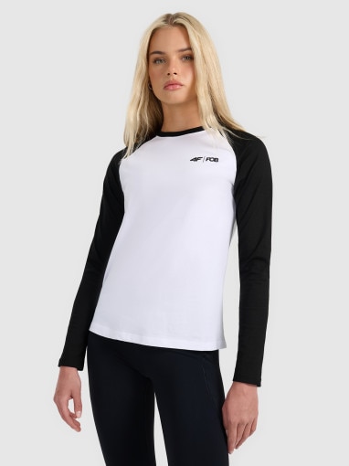  4F Damski longsleeve 4F 4FWAW25TLONF579  biały Biały