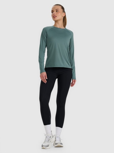 Damski longsleeve do biegania 4F 4FWAW25TFLOF415 - turkusowy
