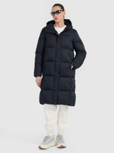  4F Damski płaszcz puchowy pikowany 4F 4FWAW25TDJAF586  czarny Czarny