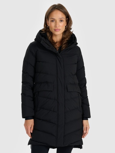  4F Damski płaszcz puchowy z naturalnym wypełnieniem 4F 4FRAW25TDJAF0812  czarny Czarny