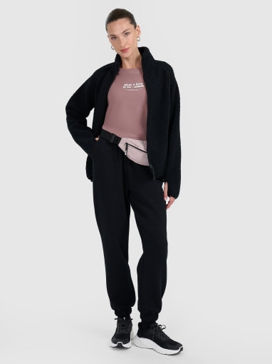 Damski polar szerpa rozpinany bez kaptura 4F 4FWAW25TFLEF328 - czarny