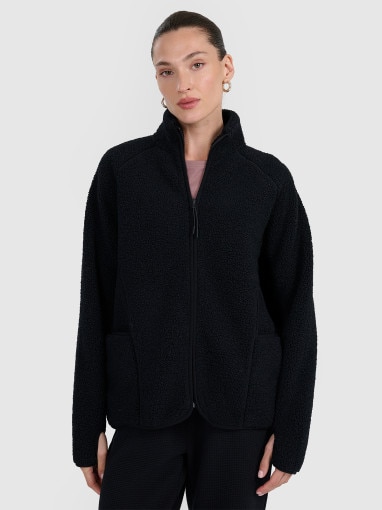  4F Damski polar szerpa rozpinany bez kaptura 4F 4FWAW25TFLEF328  czarny Czarny