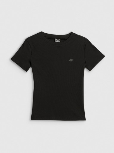  4F Damski tshirt basic 4F 4FRSS26TTSHF3629  czarny Czarny
