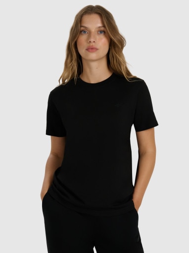  4F Damski tshirt basic 4F 4FWAW25TTSHF297  czarny Czarny