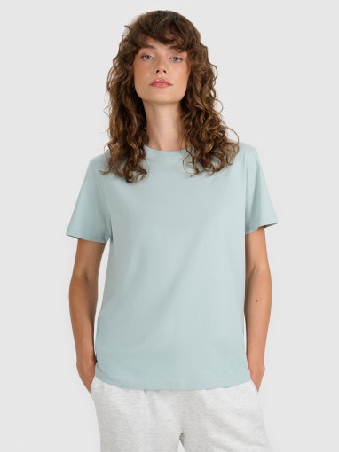  4F Damski tshirt basic 4F 4FWAW25TTSHF297  zielony Zielony