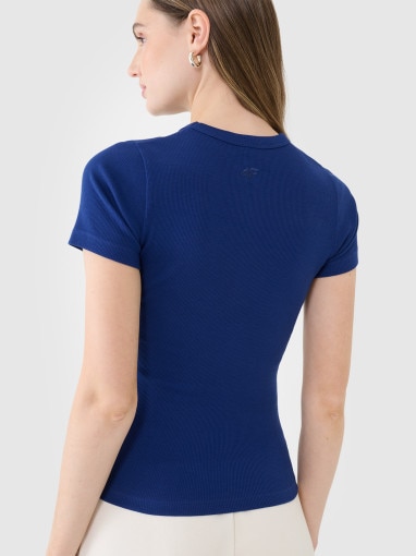 Damski t-shirt basic 4F 4FWSS25TTSHF1968 - granatowy