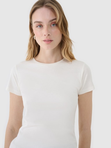 Damski t-shirt basic 4F 4FWSS25TTSHF1995 - biały