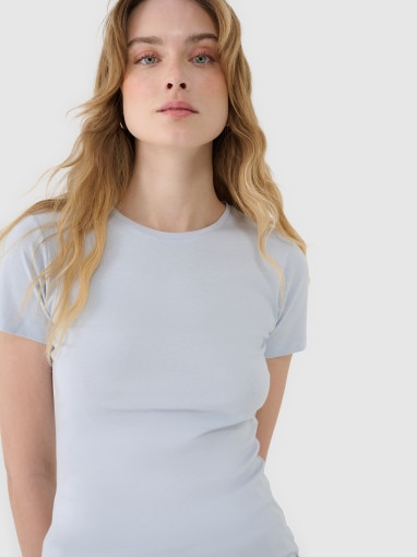 Damski t-shirt basic 4F 4FWSS25TTSHF1995 - niebieski