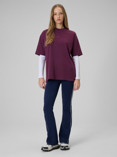 Damski t-shirt basic 4F 4FWSS26TTSHF2744 - burgundowy