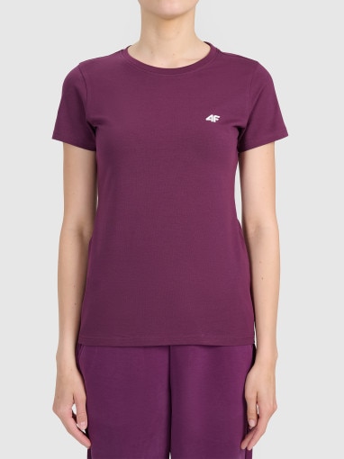  4F Damski tshirt basic 4F 4FWSS26TTSHF2771  fioletowy Fioletowy