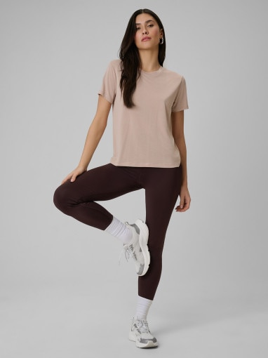 Damski t-shirt basic 4F 4FWSS26TTSHF2773 - beżowy