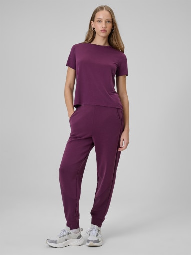 Damski t-shirt basic 4F 4FWSS26TTSHF2773 - fioletowy