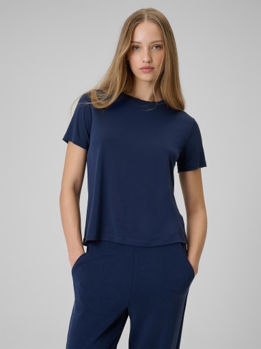  4F Damski tshirt basic 4F 4FWSS26TTSHF2773  granatowy Granatowy