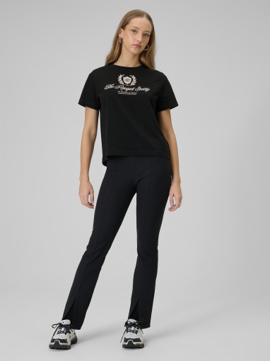 Damski t-shirt boxy z nadrukiem 4F 4FWSS26TTSHF2738 - czarny