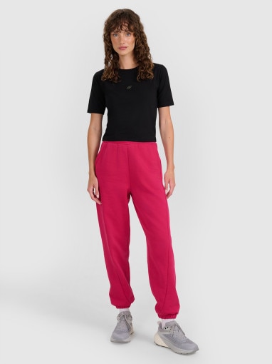 Damski t-shirt crop top 4F 4FWAW25TTSHF2971 - czarny