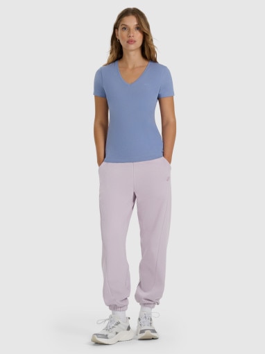 Damski t-shirt slim basic 4F 4FWAW25TTSHF2969 - niebieski