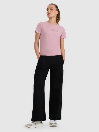 Damski t-shirt z nadrukiem 4F 4FRAW25TTSHF3228 - różowy