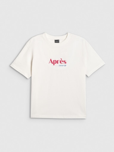  4F Damski tshirt z nadrukiem 4F 4FRAW25TTSHF3410  beżowy Beżowy