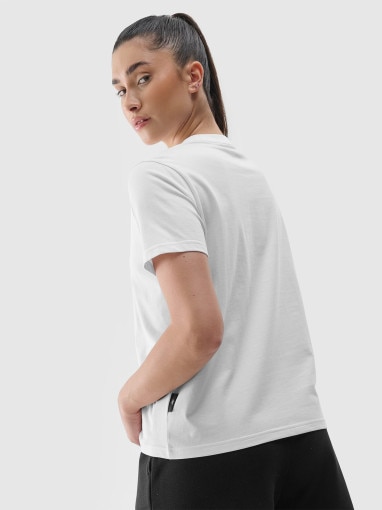 Damski t-shirt z nadrukiem 4F 4FRSS24TTSHF2544 - biały