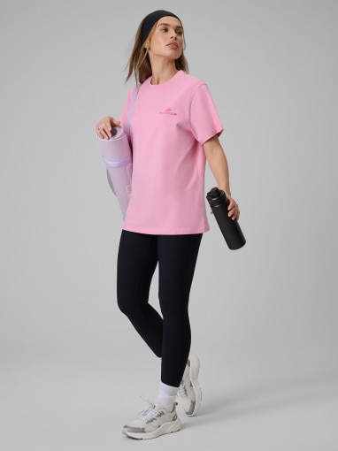Damski t-shirt z nadrukiem 4F 4FRSS26TTSHF3449 - różowy