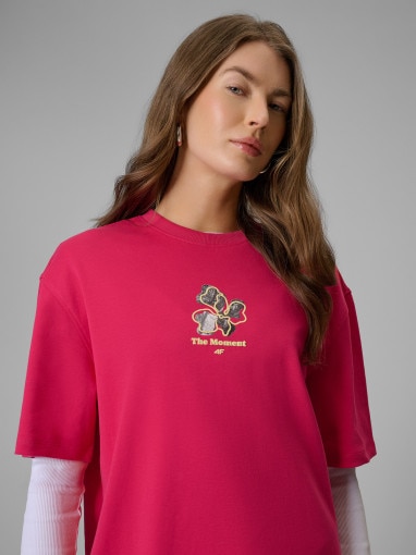 Obrazek dla: 4F Damski tshirt z nadrukiem 4F 4FRSS26TTSHF3706  różowy Różowy