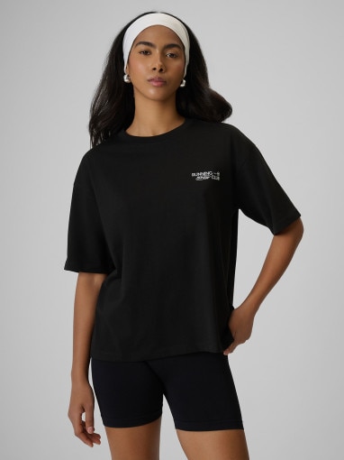 Damski t-shirt z nadrukiem 4F 4FRSS26TTSHF3794 - czarny