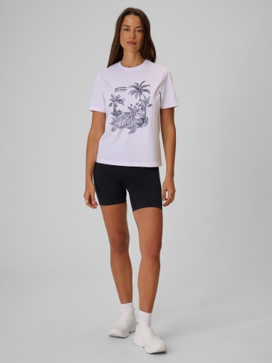 Damski t-shirt z nadrukiem 4F 4FRSS26TTSHF4020 - biały