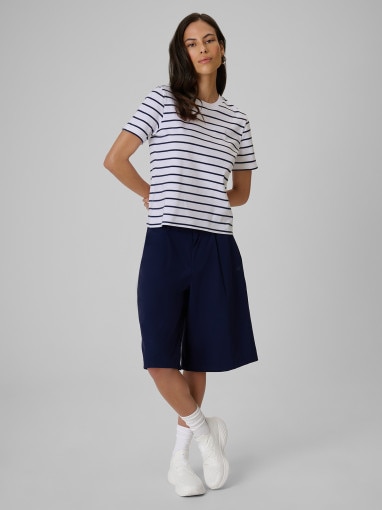 Damski t-shirt w paski 4F 4FRSS26TTSHF4023 - biały