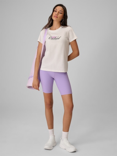 Damski t-shirt z nadrukiem 4F 4FRSS26TTSHF4028 - biały