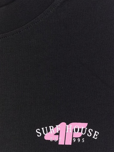 Damski t-shirt z nadrukiem 4F 4FRSS26TTSHF4516 - czarny