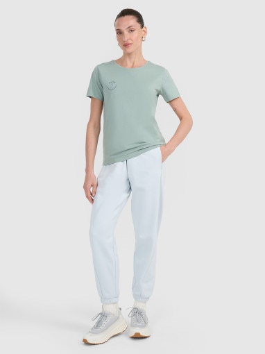 Damski t-shirt z nadrukiem 4F 4FWAW25TTSHF2713 - zielony