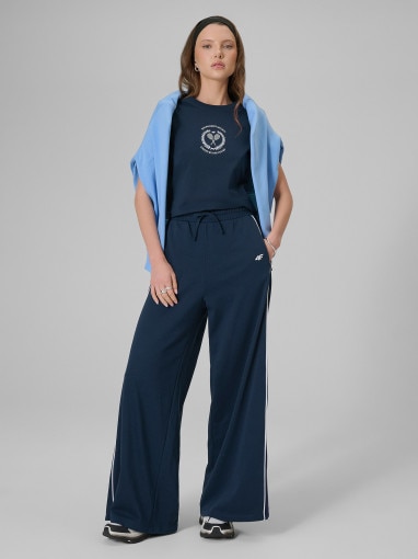 Damski t-shirt z nadrukiem 4F 4FWSS26TTSHF2723 - granatowy