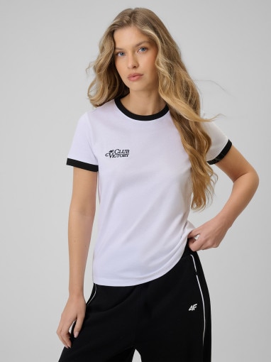  4F Damski tshirt z nadrukiem 4F 4FWSS26TTSHF2725  biały Biały