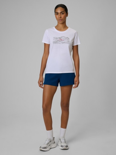 Damski t-shirt z nadrukiem 4F 4FWSS26TTSHF2785 - biały