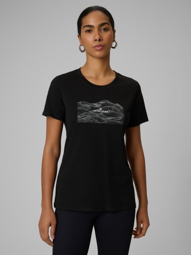  4F Damski tshirt z nadrukiem 4F 4FWSS26TTSHF2785  czarny Czarny