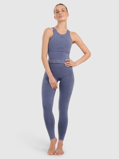 Damski top do jogi i pilatesu 4f 4FWAW25TFSLF578 - granatowy